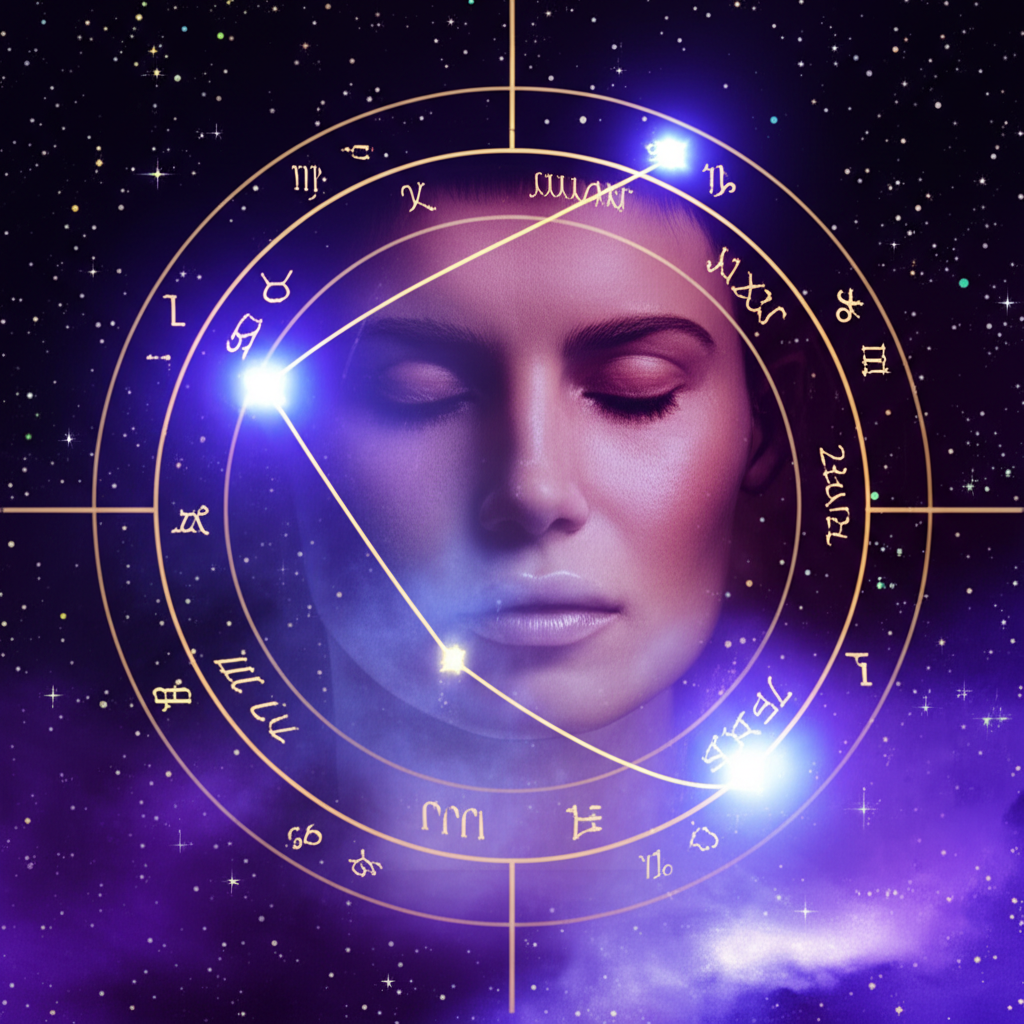 Символическое изображение астероида юнона в астрологии на фоне звездного неба