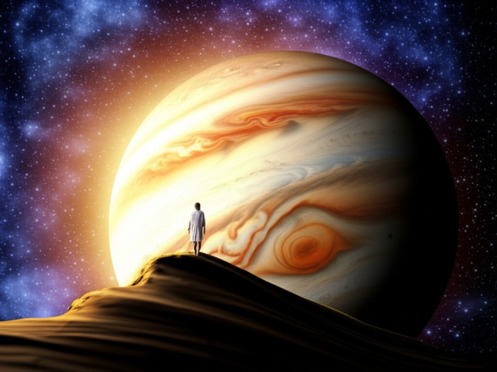 Величественная планета Юпитер в астрологии, символизирующая расширение сознания и новые возможности.