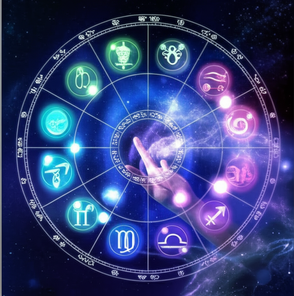 Изображение демонстрирует детализированную натальную карту с двенадцатью домами, символизирующими сферы жизни, что иллюстрирует, как интерпретировать дома в натальной карте для глубокого самопознания.