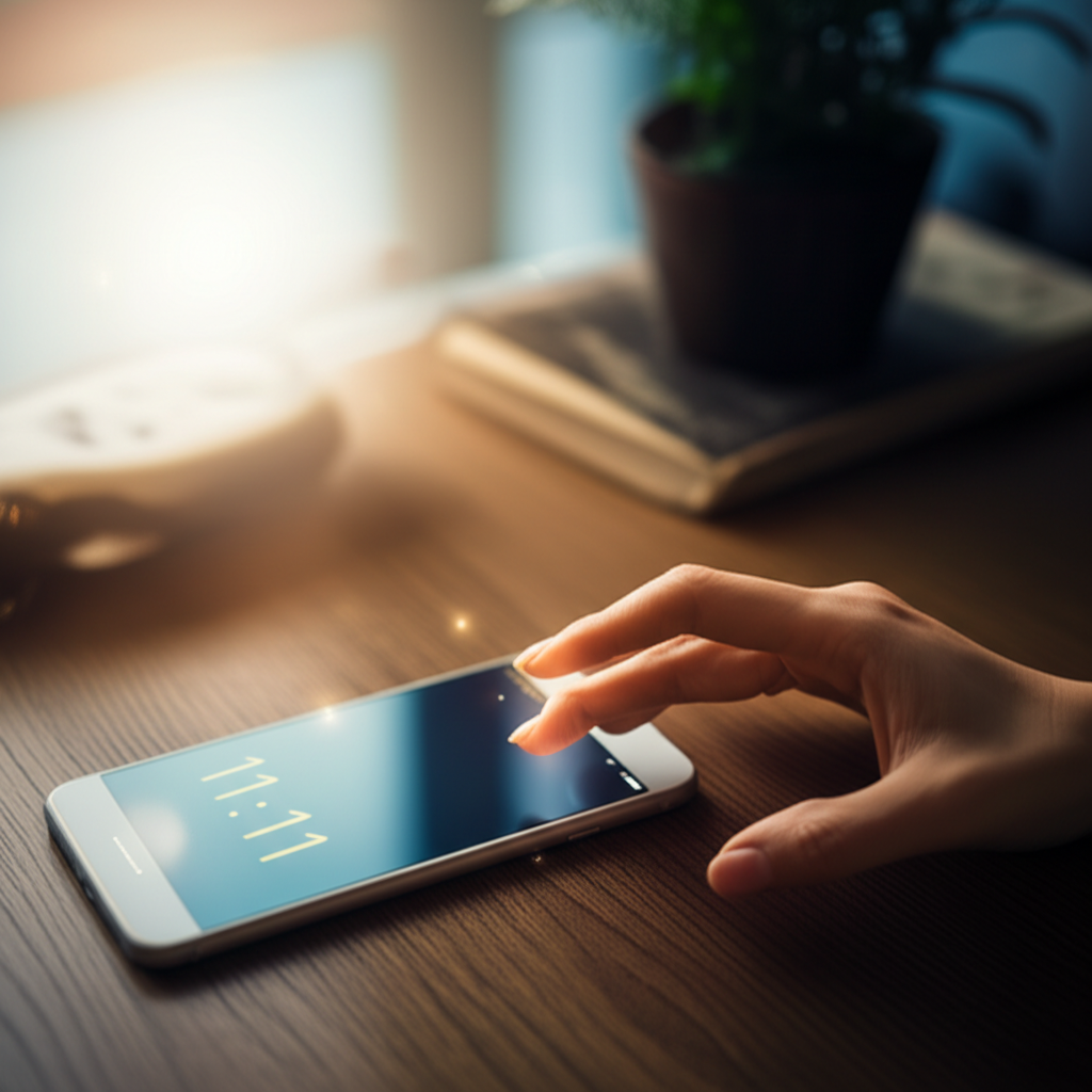 Цифровые часы показывают 11:11, иллюстрируя как найти ангельское число в повседневных предметах.