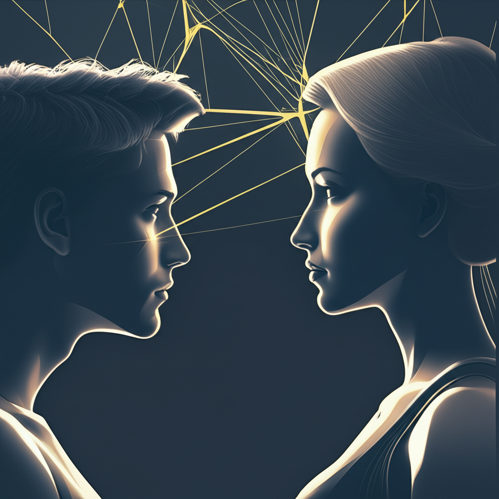 Концептуальное изображение, которое показывает, как можно читать мысли через анализ невербальных сигналов.