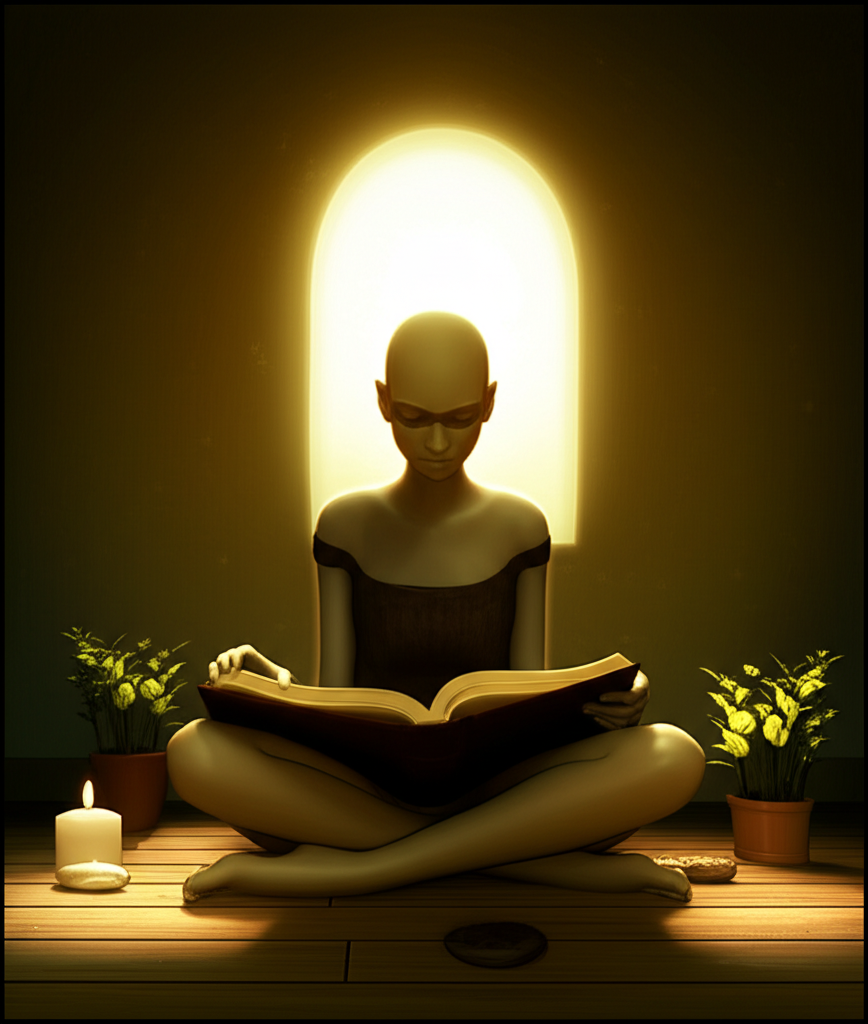 Старинная книга и свеча как символы того, как обучиться магии через знание и самопознание.