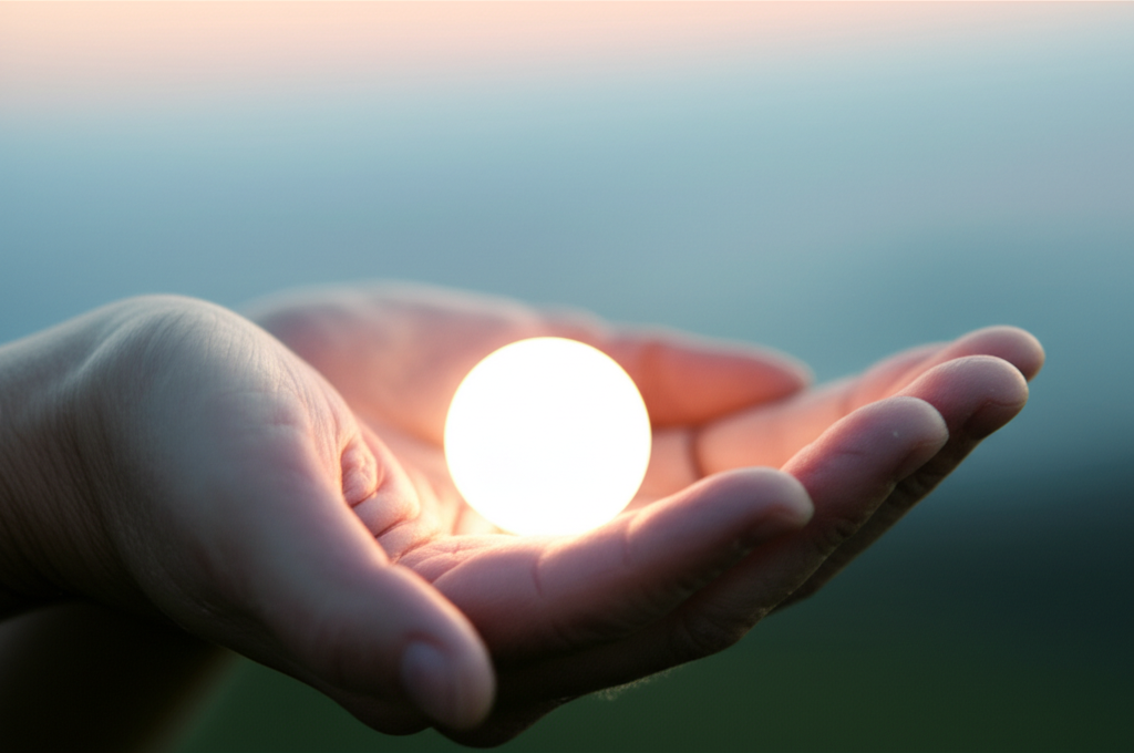 Символическое изображение, которое показывает, как очистить карму через осознанные и светлые действия.