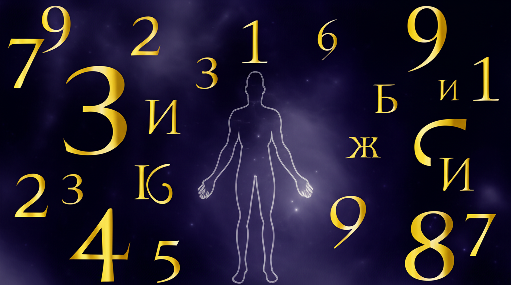 Элегантная инфографика, которая помогает понять, как определить число имени по буквам.