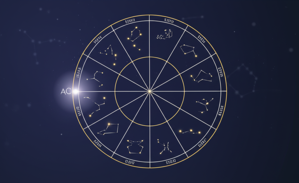 Стилизованная натальная карта, которая показывает, как определить дом в астрологии по знакам зодиака