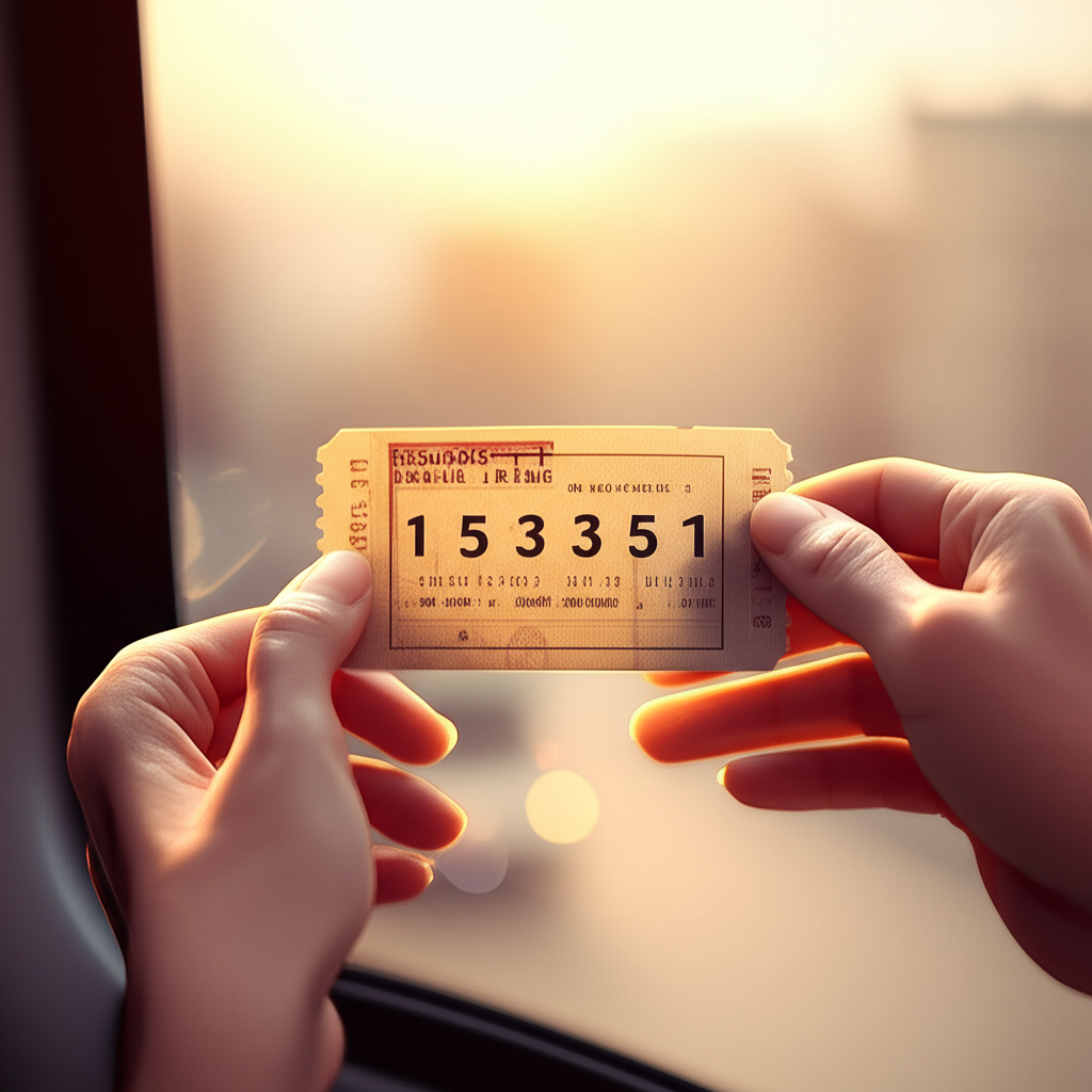 Человек держит в руках проездной талон, демонстрируя, как определить счастливый билет по сумме цифр.