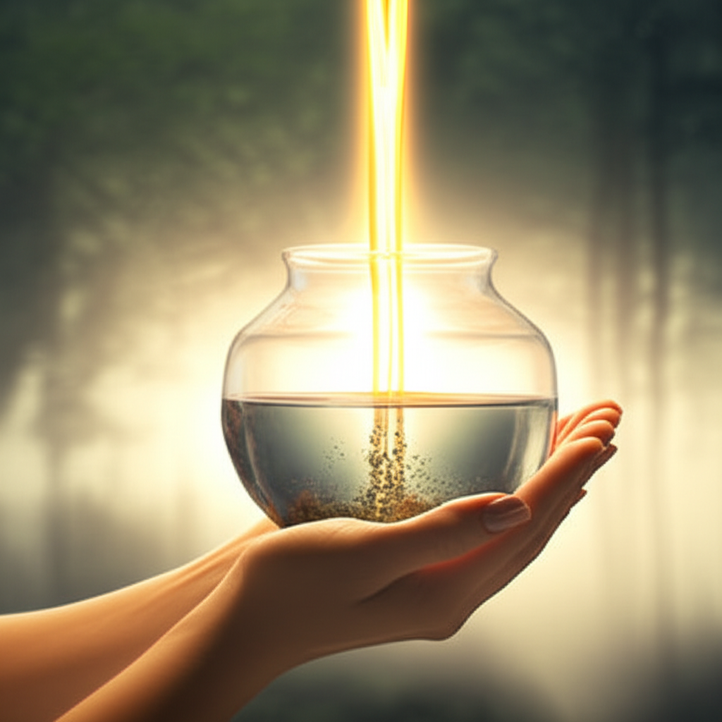 Процесс духовного очищения, который показывает, как почистить сосуд кармы с помощью света и позитивной энергии.