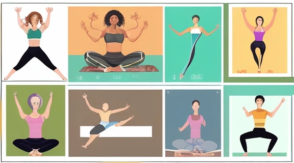 Разнообразные люди занимаются здоровыми привычками: приготовление еды, бег, медитация, символизирующие, как покорить весы через гармоничный образ жизни.