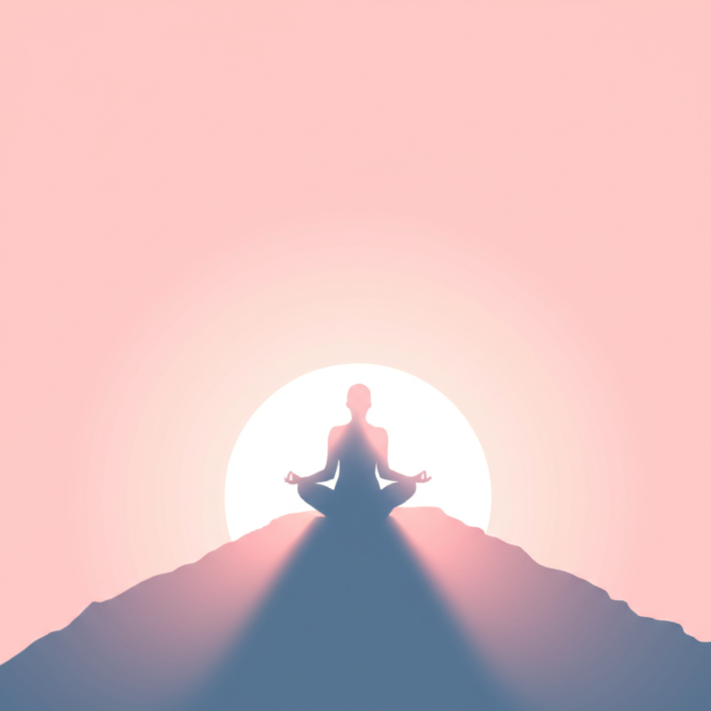 Человек медитирует на рассвете, чтобы понять, как повысить вибрации для гармонии души и тела.