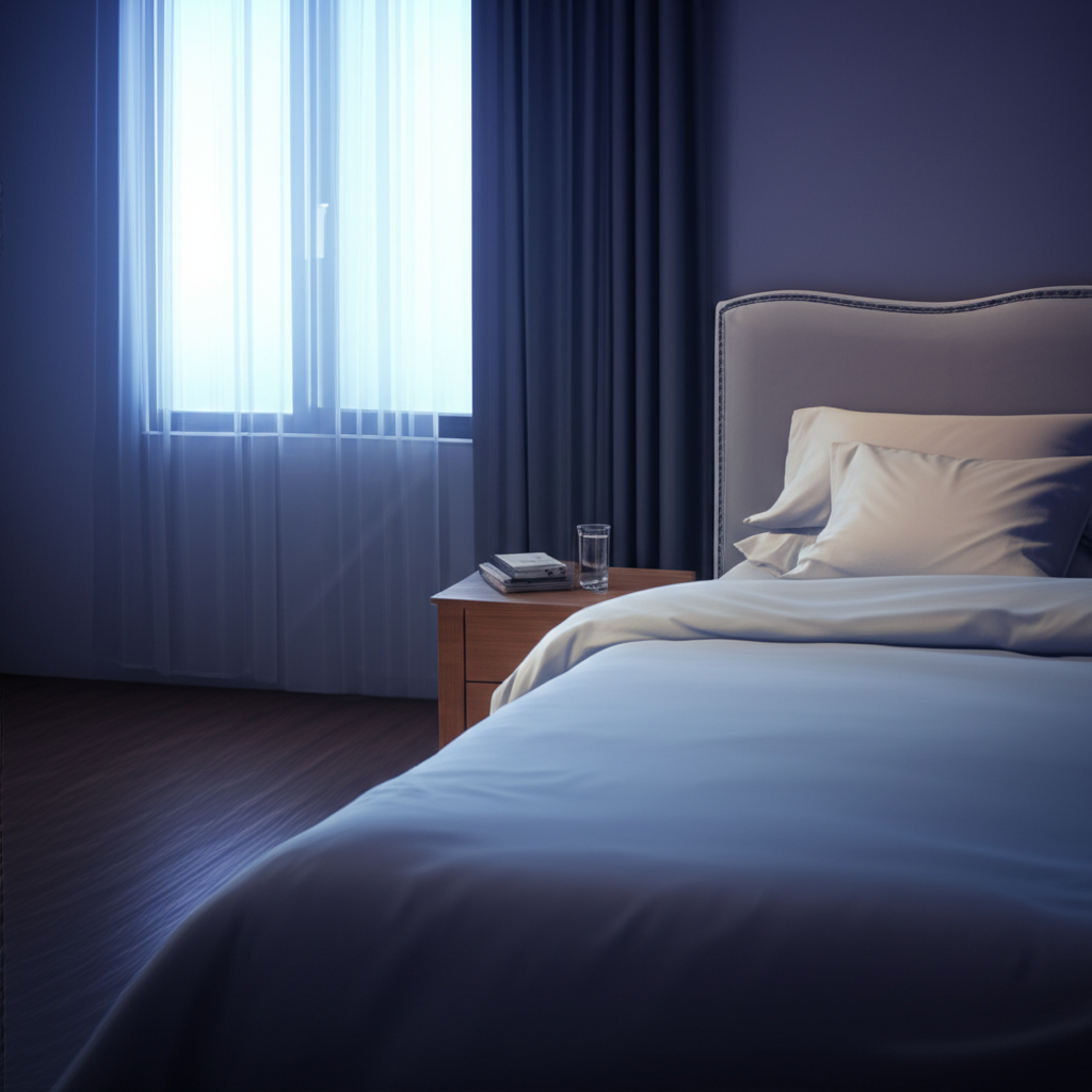 Иллюстрация, показывающая, как правильно спать и высыпаться в комфортной и тихой спальне