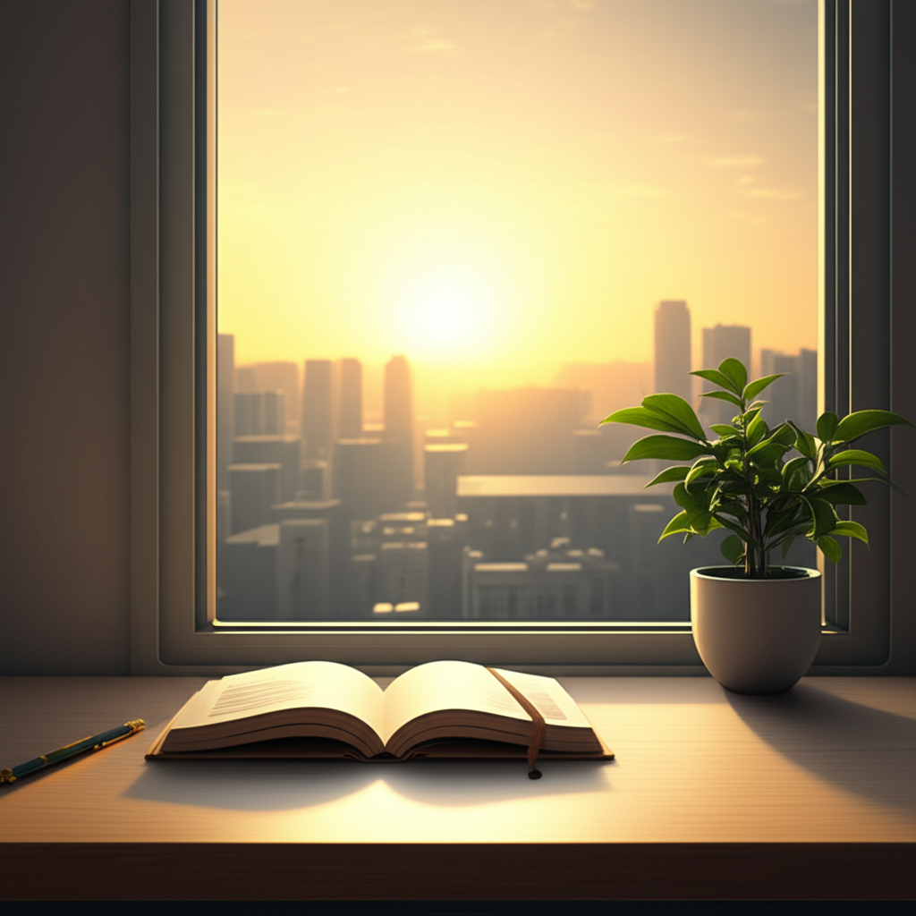 Практическое руководство о том, как привлечь любовь и удачу в 2025 году, на фоне умиротворенного рассвета.