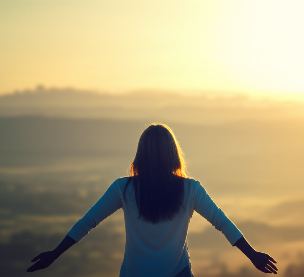 Человек на рассвете, символизирующий готовность привлечь удачу в любви