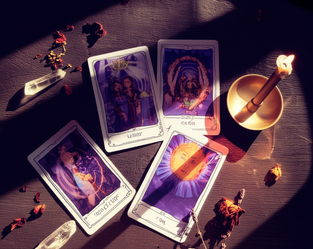 Человек раскладывает карты, чтобы понять, как проводить гадание на отношения