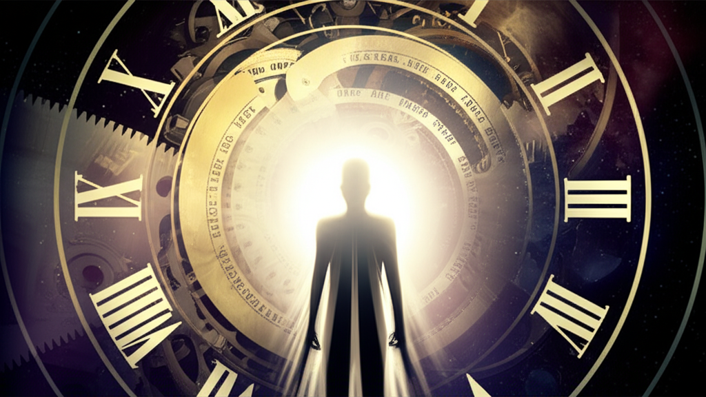 Стилизованное изображение, иллюстрирующее, как рассчитать дату смерти с помощью символов времени и судьбы.