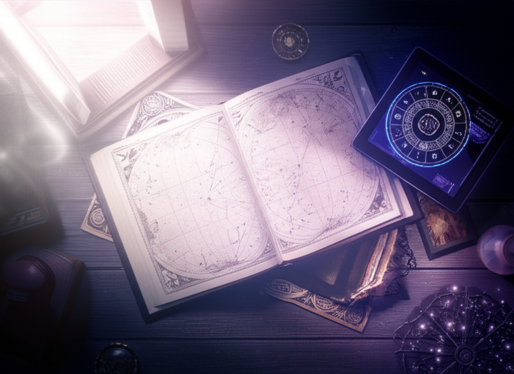 Астрологические инструменты и звездное небо, помогающие составить гороскоп