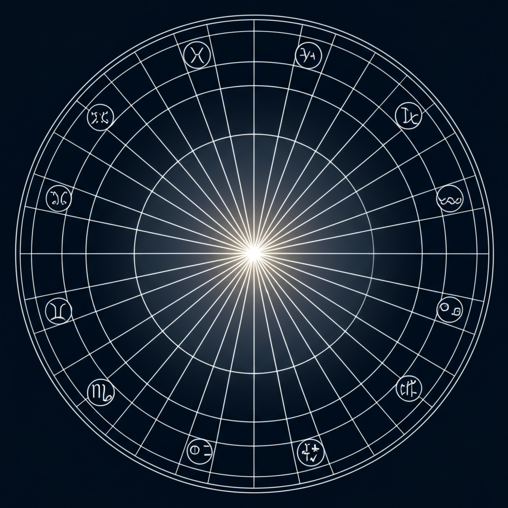 Стилизованная диаграмма, показывающая, как составить натальную карту бесплатно онлайн.
