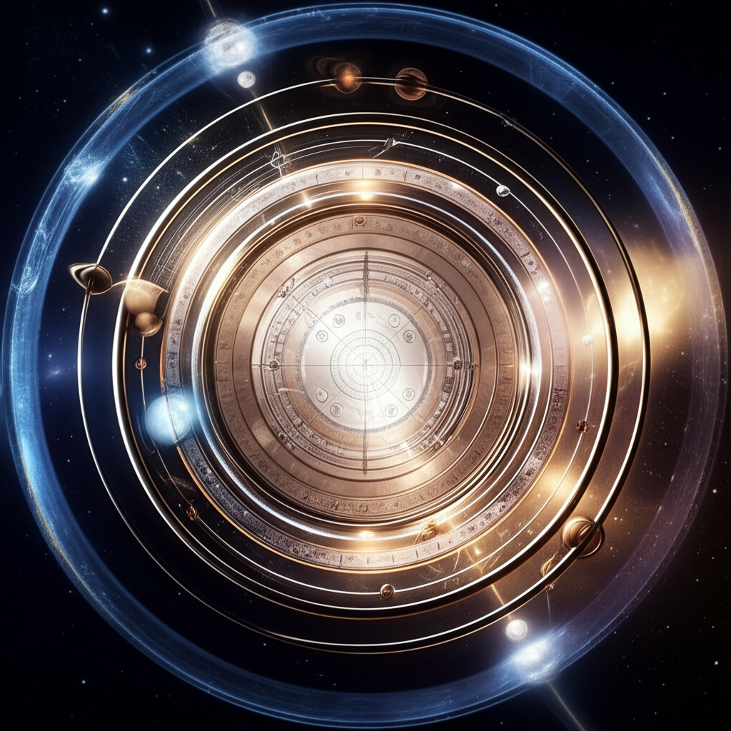 Астрологическая иллюстрация, показывающая, как транзиты влияют на жизнь через движение планет по натальной карте.