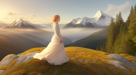 Человек на вершине горы на рассвете, символизирующий внутреннюю силу и возможность укрепить самооценку.