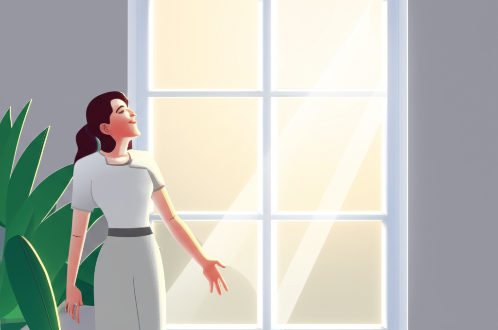 Человек встречает утро полный сил, чтобы увеличить энергетику человека на весь день.