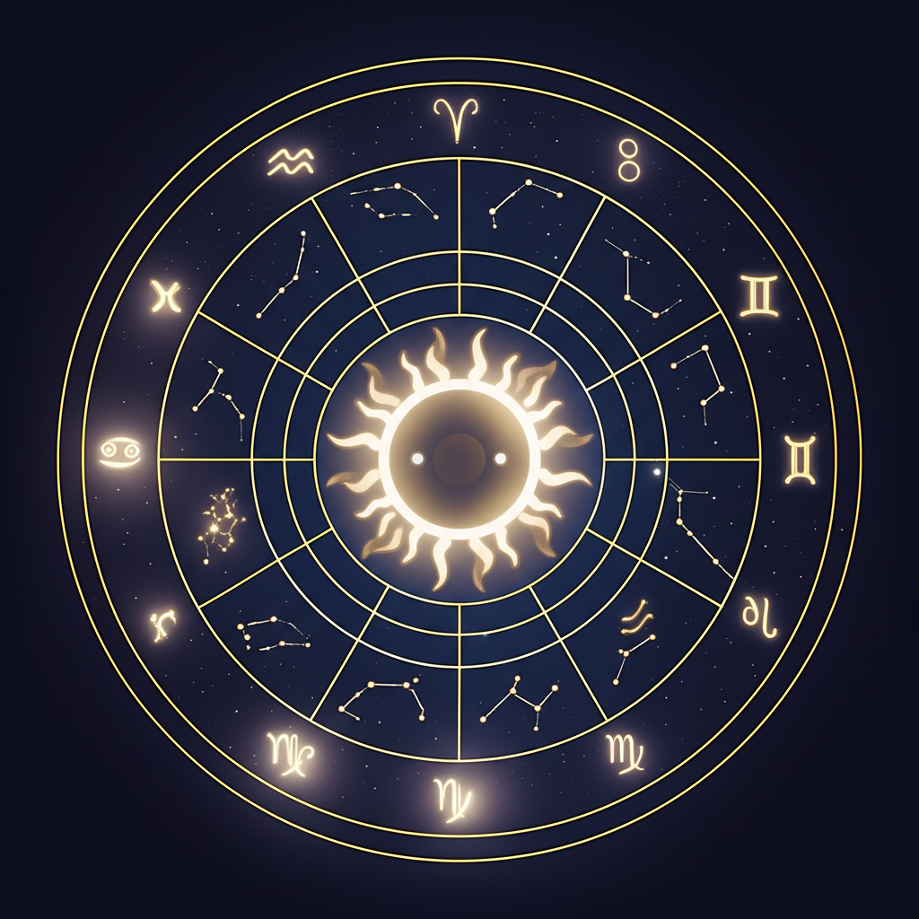 Иллюстрация, которая помогает как узнать в каком доме солнце по дате рождения на схеме натальной карты.