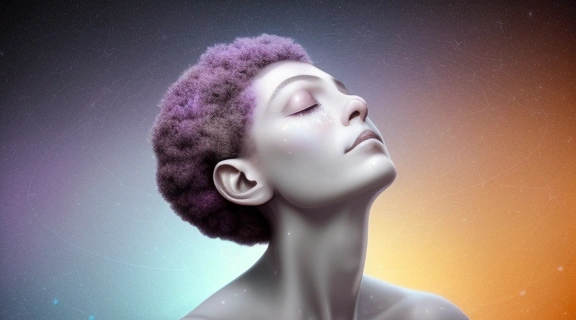 Человек с закрытыми глазами, из головы которого исходят светящиеся узоры, символизирующие, как видеть с закрытыми глазами.