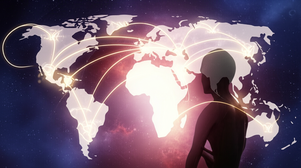 Детальная карта мира, иллюстрирующая, как выбрать место жительства по астрологии с помощью планетарных линий.