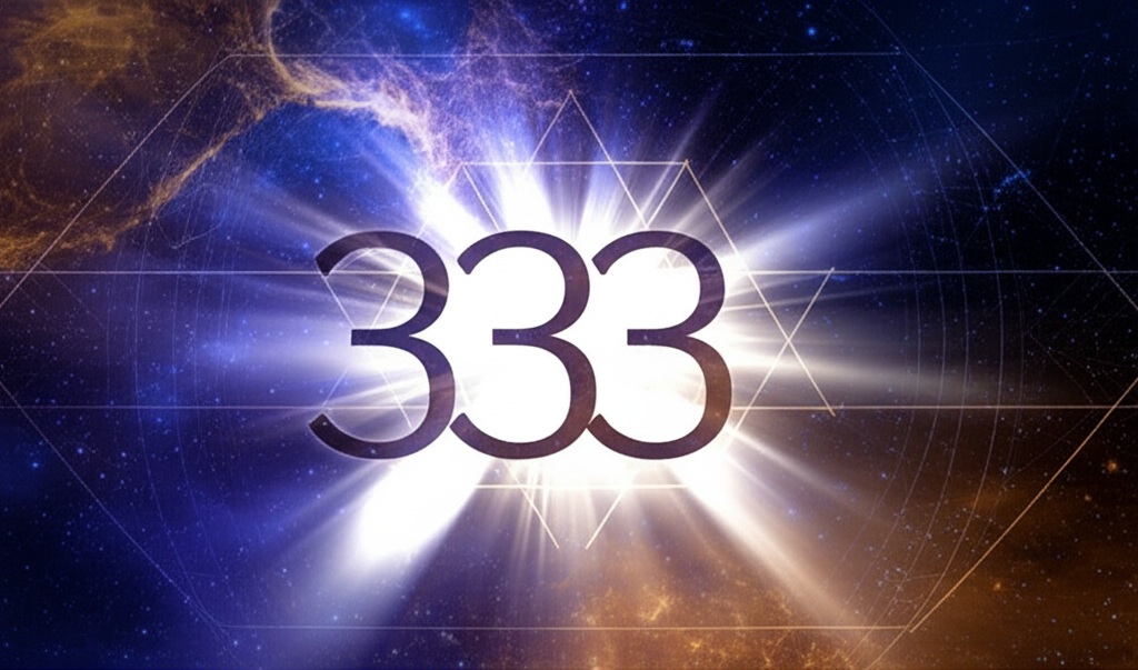 Светящиеся цифры на космическом фоне, иллюстрирующие, как вычислить ангельское число.