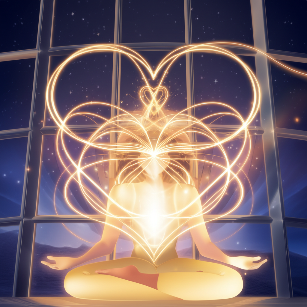 Девушка медитирует, чтобы понять, как загадать желание про любовь и привлечь гармоничные отношения.