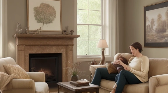 Женщина нежно прикасается к руке мужчины-Тельца в уютной домашней обстановке, демонстрируя, как завоевать мужчину тельца вниманием и заботой.