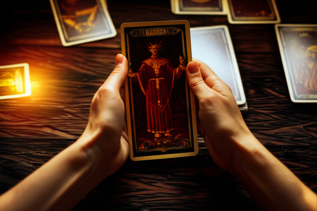 Разложенные на столе арканы и главный вопрос, который они поднимают: карты верить или не верить.