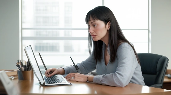 Изображение Анастасии Якуба, анализирующей данные для своей Колонка анастасии якуба март, подчеркивающее профессионализм и глубокий анализ.