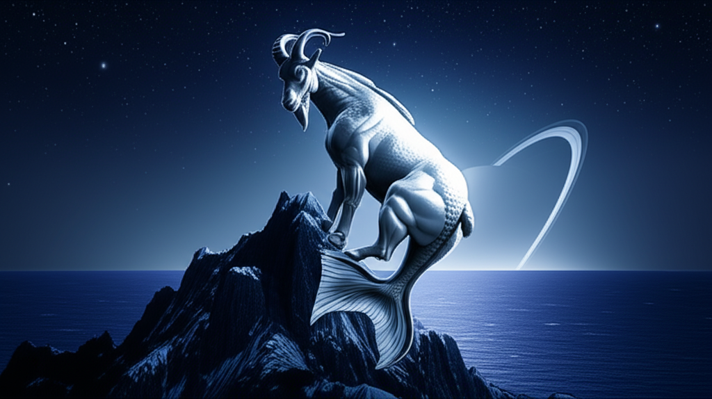 Детальное козерог описание в виде символа знака — морского козла, взбирающегося на гору.