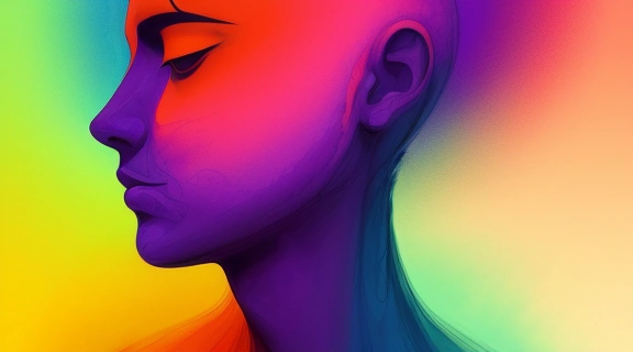 Концептуальное изображение, демонстрирующее как любимый цвет характер человека формирует его внутренний мир и психологические особенности.