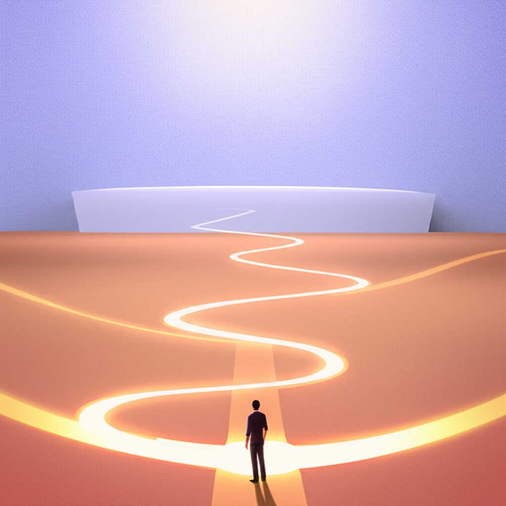 Символическое изображение пути, который проходит людина четверки: от прочного фундамента связей к возвышенной мудрости.