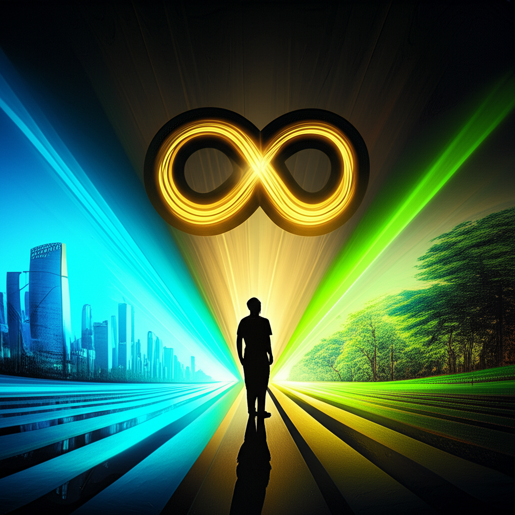 Людина восьмерка характеристика у вигляді символічного зображення лідера, що обирає між матеріальним та духовним шляхом.