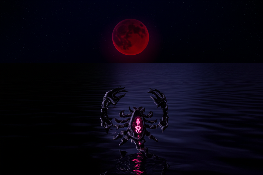 Символическое изображение глубокой трансформации: лунное затмение скорпион сексуальность.