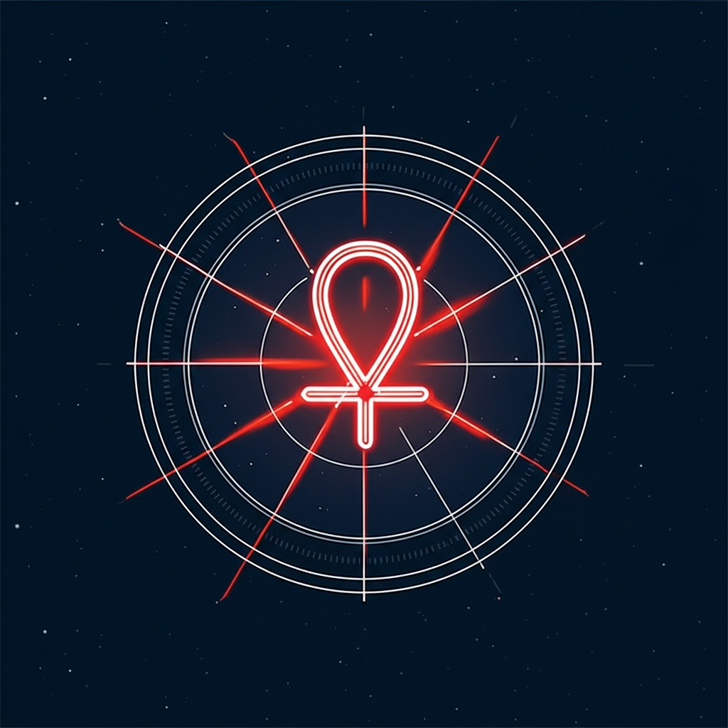 Символическое изображение планеты Марс в натальной карте на фоне космоса.