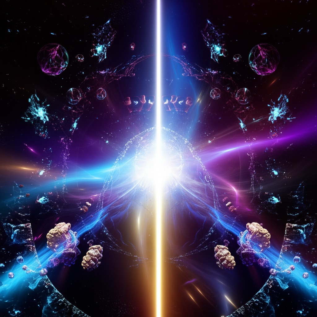 Космическая структура медианта небес mc в окружении потоков энергии и галактик.