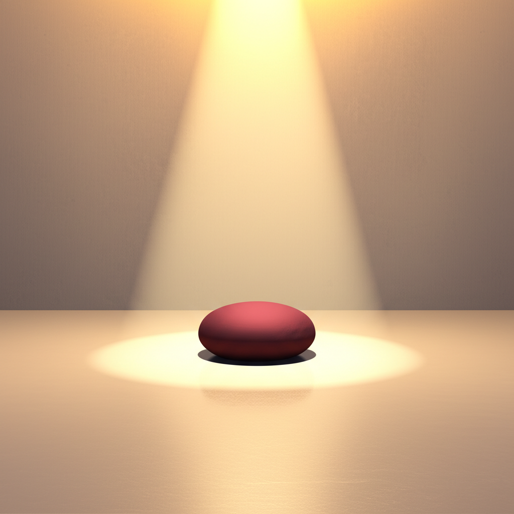 Спокойная и минималистичная сцена для медитации далай ламы с подушкой в луче света.