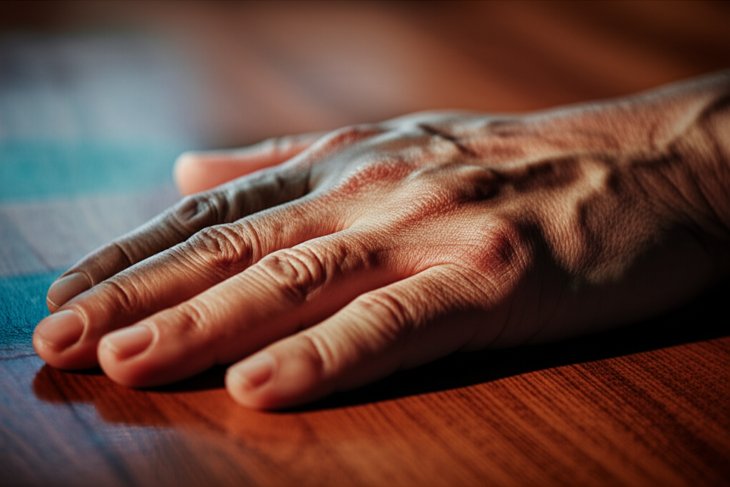 Сильная и ухоженная мужская рука на темном фоне как символ надежности