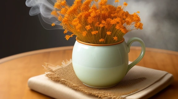 Изображение демонстрирует набор трав и меда, используемых как народные средства лечения ангины.