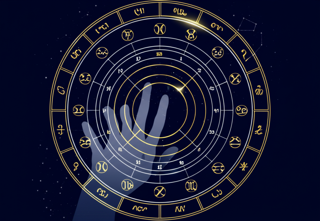 Стилизованная натальная карта бесплатно с зодиакальными знаками и планетами.