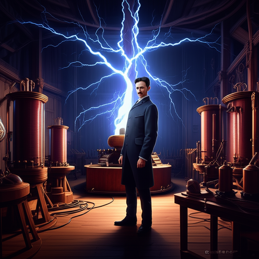 Гениальный изобретатель никола тесла в своей лаборатории