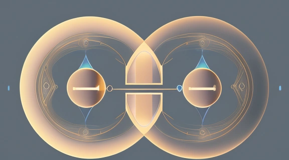 Символическая иллюстрация, раскрывающая тему Нумерология совместимости, с переплетающимися числовыми энергиями между двумя людьми.