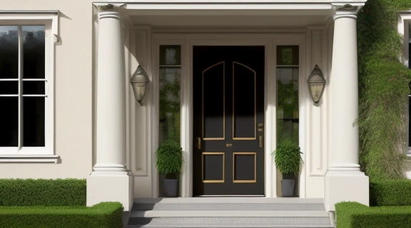 Элегантный фасад старинного здания с четко видимым номером, демонстрирующий, о чем говорит номер дома в контексте истории и эстетики.