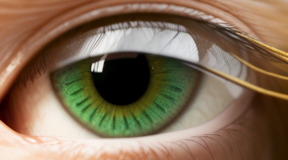 Детальное изображение орехового глаза, показывающее многогранный оттенок радужки, который объясняет, о чем говорит цвет глаз и его уникальность.