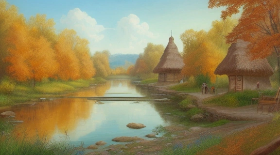 Древние славяне собираются у костра, демонстрируя обычаи и быт