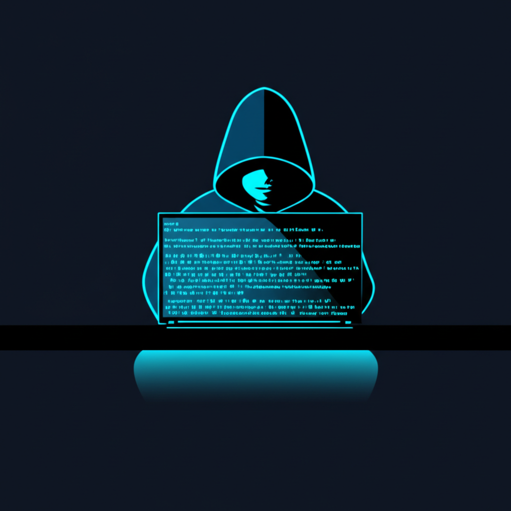 Схематичное изображение, которое иллюстрирует, как действуют обманщики в сети, скрываясь за анонимностью.