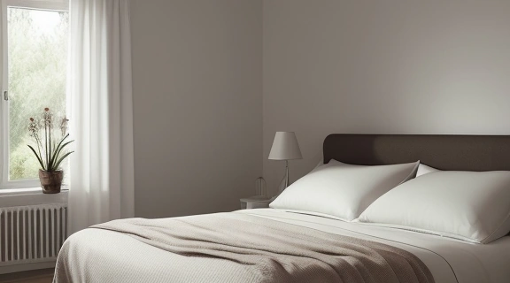 Уютная спальня с мягким утренним светом, символизирующая идеальное Время сна и комфортный отдых.