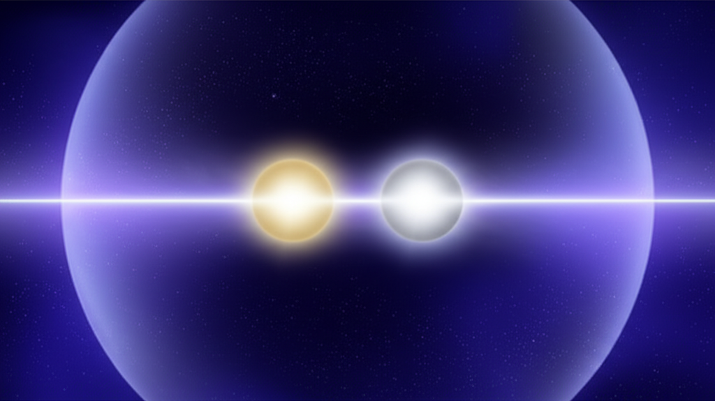 Абстрактная визуализация, иллюстрирующая орбисы аспектов в астрологии через светящиеся планеты и их энергетические поля.